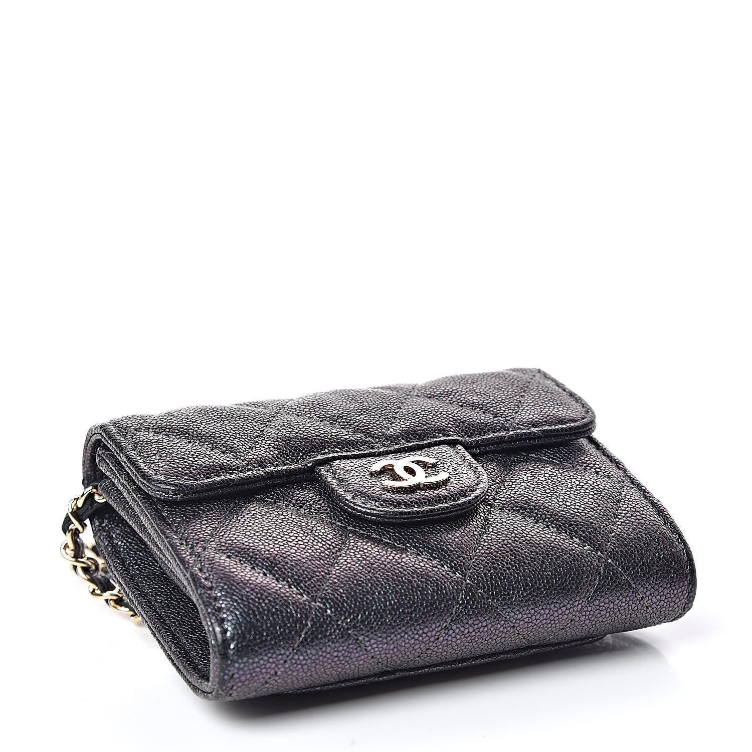 Chanel Iridescent Caviar Quilted Flap Card Holder On Chain Black 4 of 9