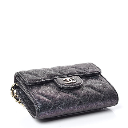Chanel Iridescent Caviar Quilted Flap Card Holder On Chain Black 4 of 9
