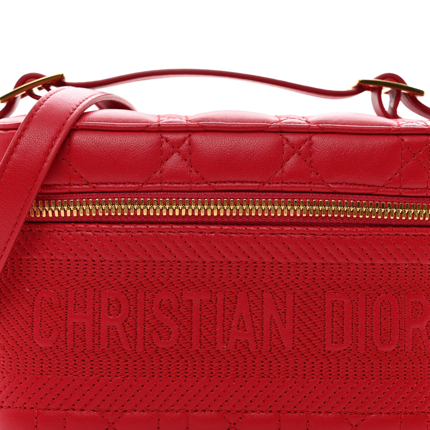 Lambskin Cannage Small Diortravel Vanity Case Red