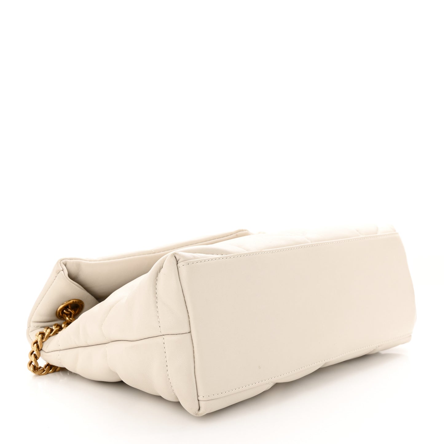 Lambskin Quilted Small Loulou Puffer Monogram Chain Satchel Crema Soft