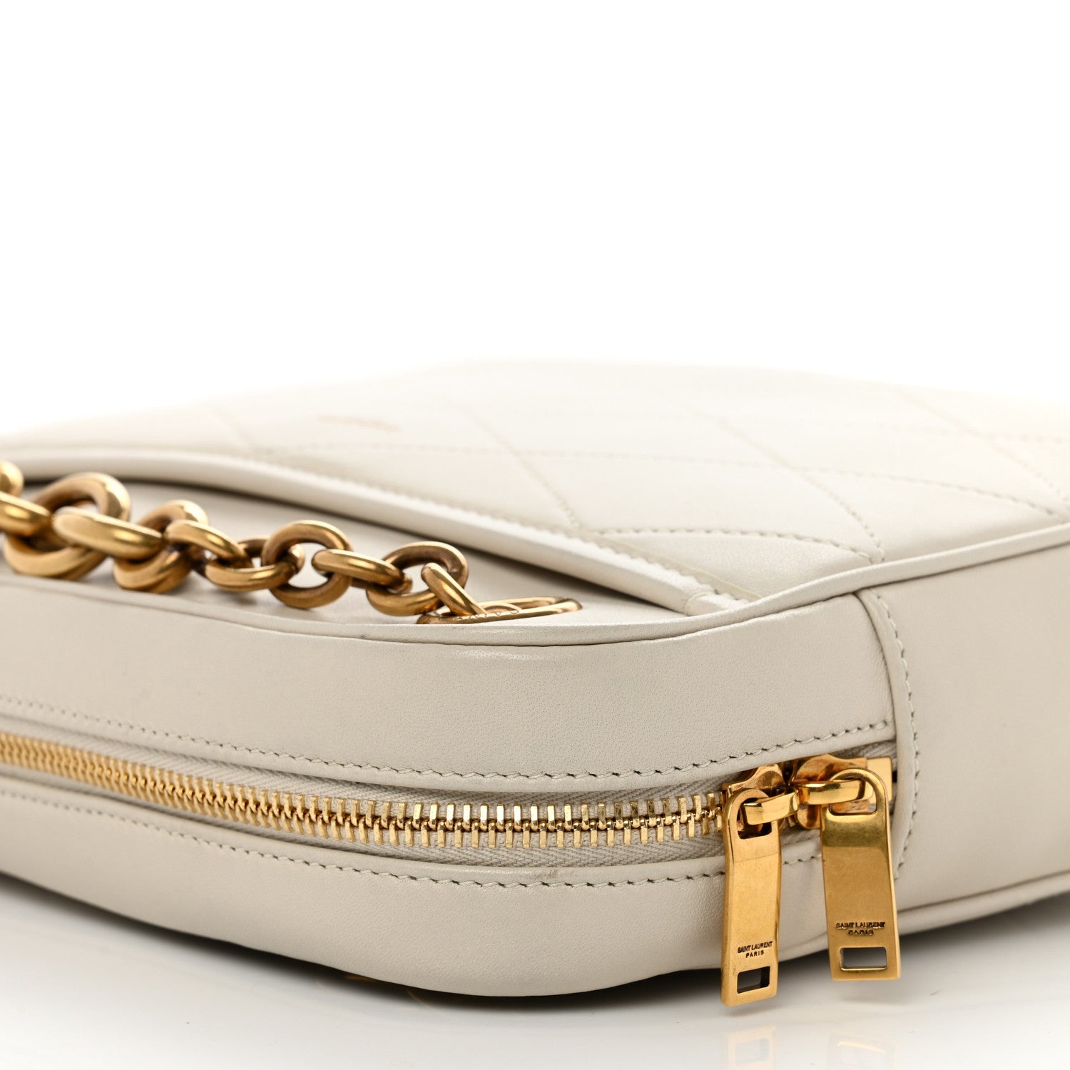 Saint Laurent Lambskin Quilted Le Maillon Chain Strap Crossbody Crema Soft 12 of 12