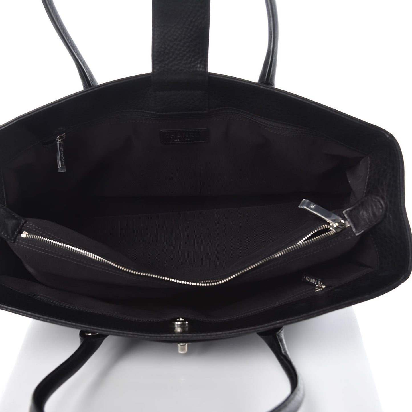 Calfskin Cerf Executive Shopper Tote Black