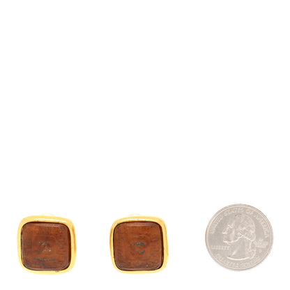Chanel Metal Resin CC Square Clip On Earrings 2 of 7