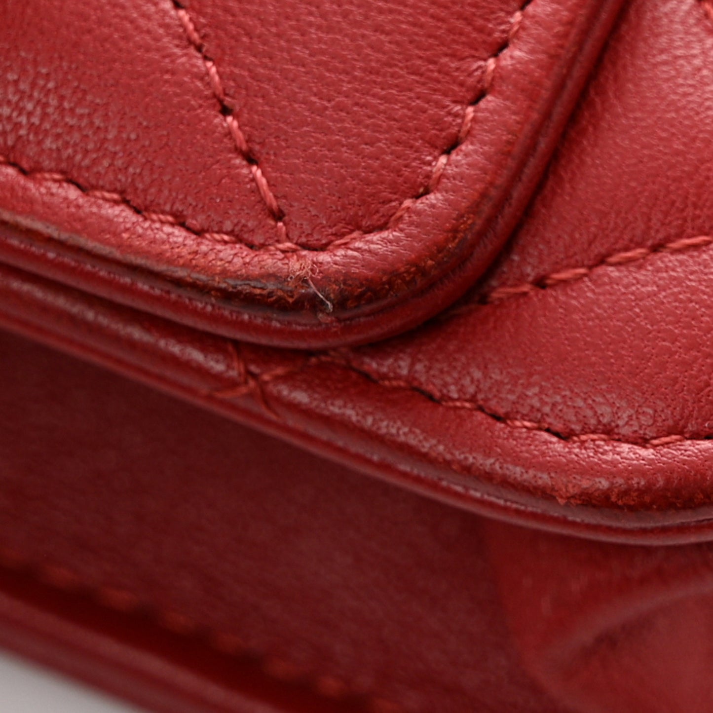 Lambskin Quilted Trendy CC Wallet On Chain WOC Red