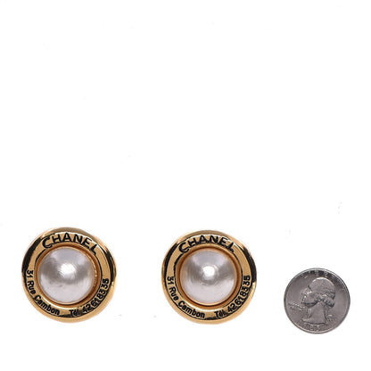 Chanel Pearl Rue Cambon Clip On Earrings Gold 2 of 4