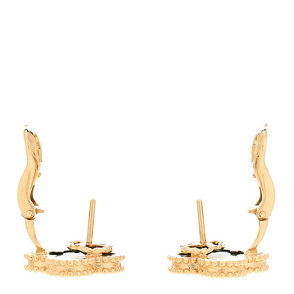 Van Cleef & Arpels 18K Yellow Gold Malachite Vintage Alhambra Earrings 3 of 5