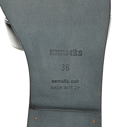 Hermes Box Calfskin Oran Sandals 36 Black 8 of 10