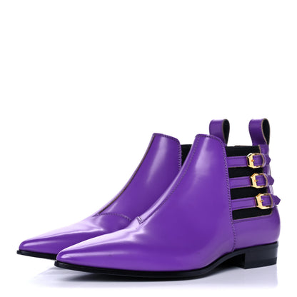 Gucci Cordovan Lux Ankle Boots 37 Shine Purple Black 3 of 11