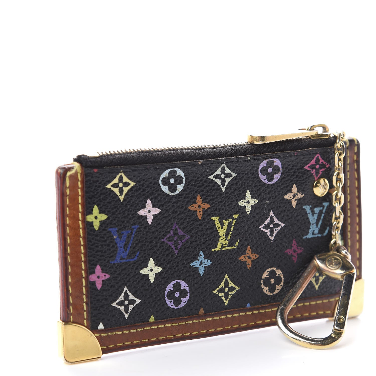 Louis Vuitton Monogram Multicolor Key Pouch Black 2 of 5