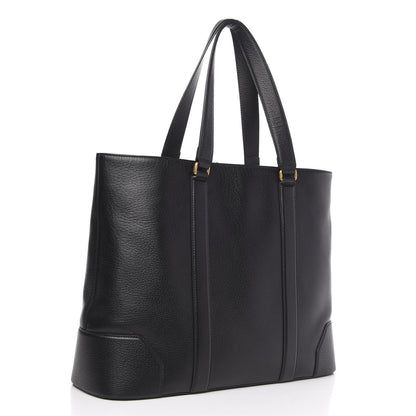 Gucci Textured Dollar Calfskin Web Tote Black 3 of 11