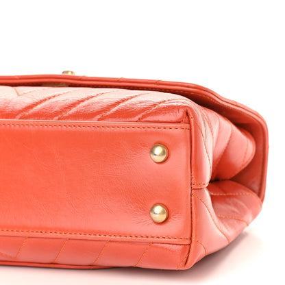 Chanel Calfskin Chevron Quilted Mini Coco Handle Flap Orange 9 of 10