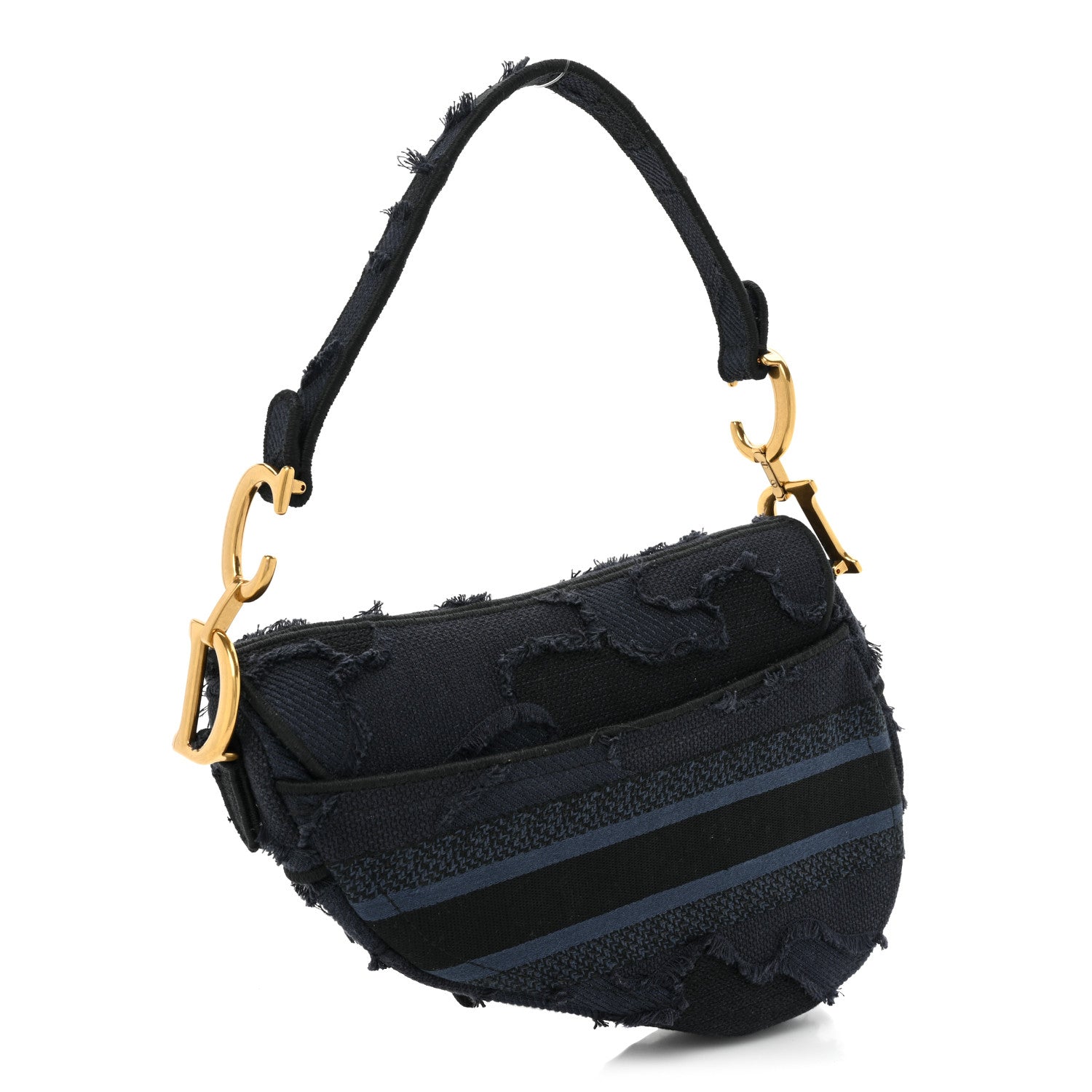Christian Dior Canvas Embroidered Camouflage Saddle Bag Blue 3 of 10