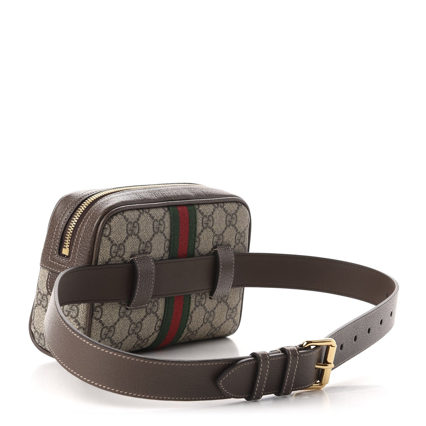 GG Supreme Monogram Web Small Ophidia Belt Bag 75 30 Dark Brown