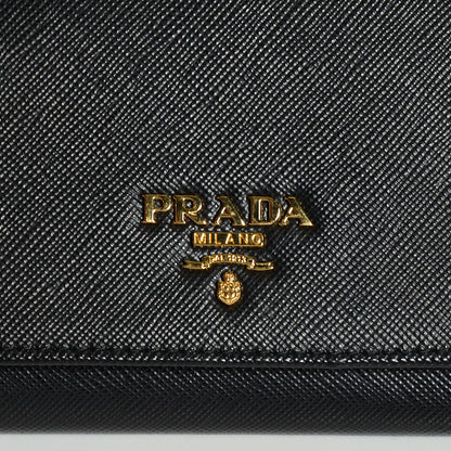Prada Saffiano Metal Oro Chain Wallet Nero Black 5 of 8
