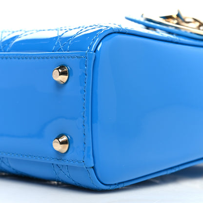 Christian Dior Patent Cannage Mini Lady Dior Blue 10 of 11