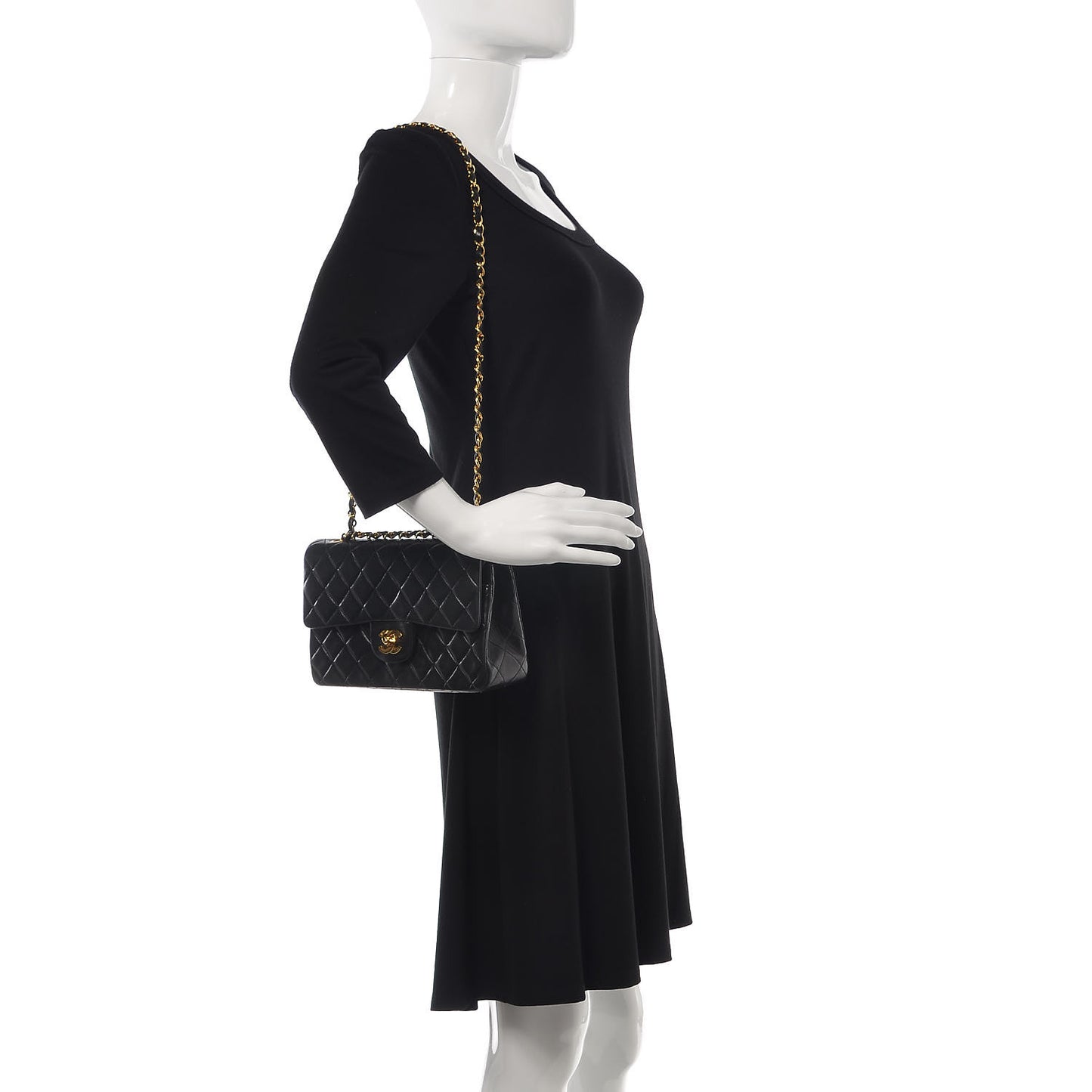 Lambskin Quilted Small Double Flap Black