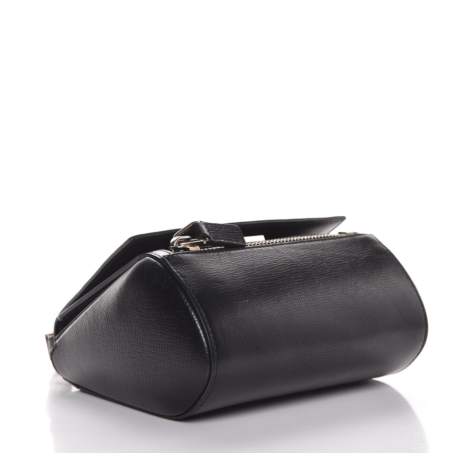 Textured Calfskin Mini Pandora Box Crossbody Bag Black