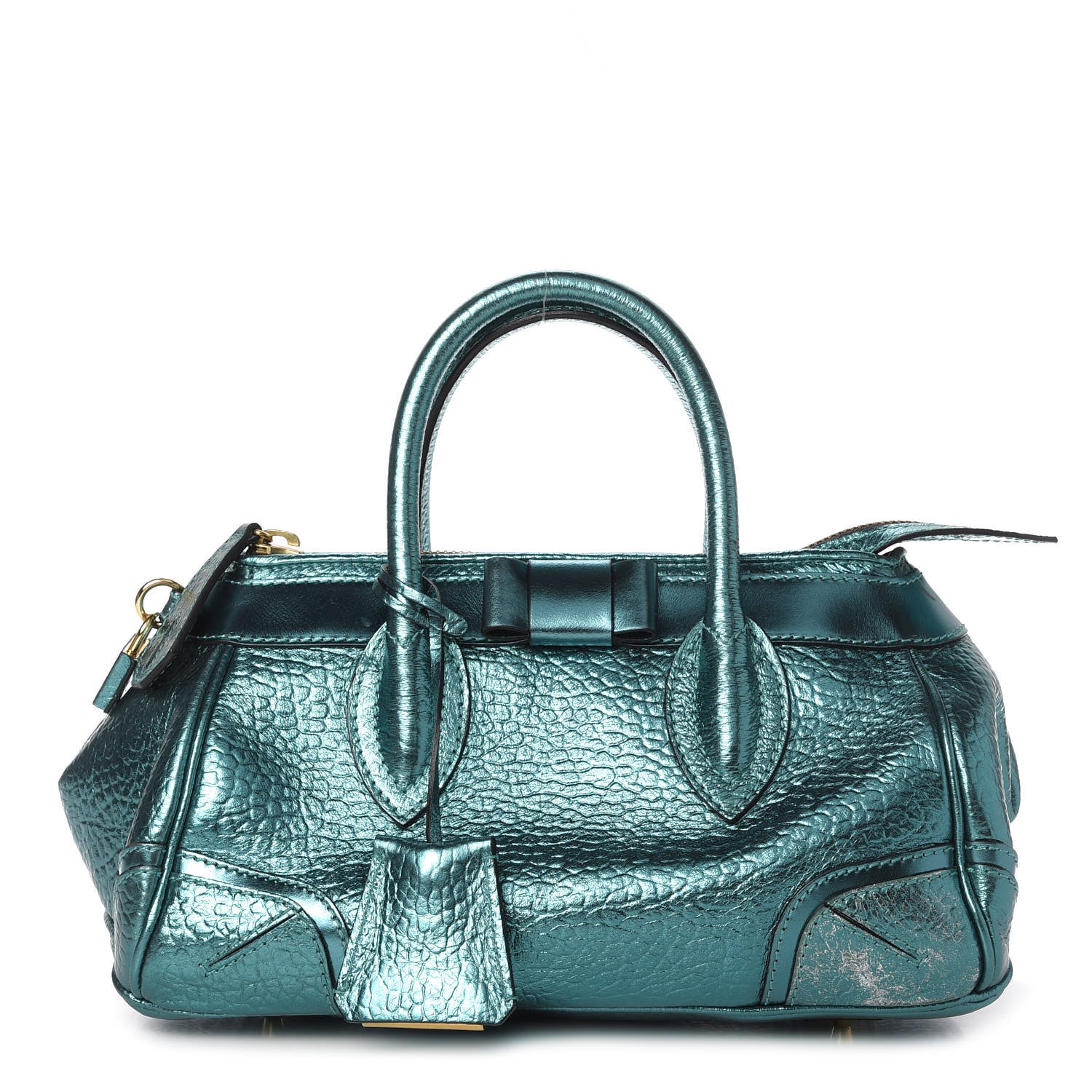 Burberry Metallic Calfskin Blaze Satchel Petrol Blue 1 of 12