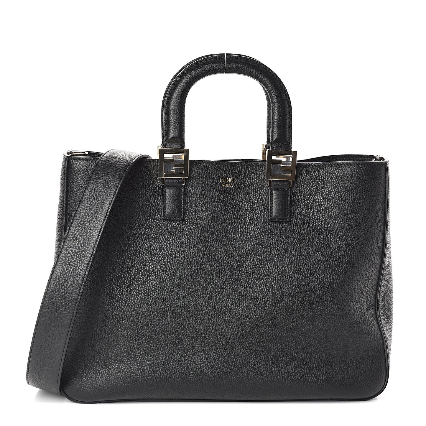 Cuoio Romano Selleria Medium FF Tote Black