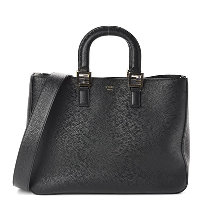Fendi Cuoio Romano Selleria Medium FF Tote Black 1 of 8
