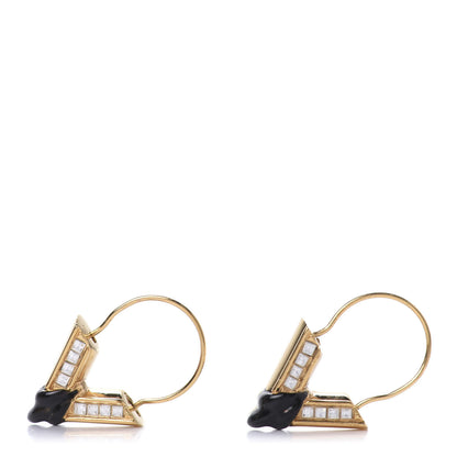 Louis Vuitton Crystal Enamel The Great Essential V Hoop Earrings Gold 1 of 6