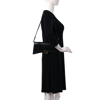 Balenciaga Shiny Box Calfskin Hourglass Stretch Sling Shoulder Bag Black 3 of 11