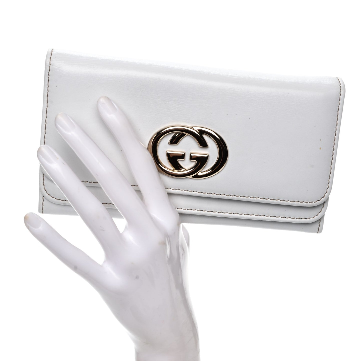 Calfskin Britt Continental Wallet White