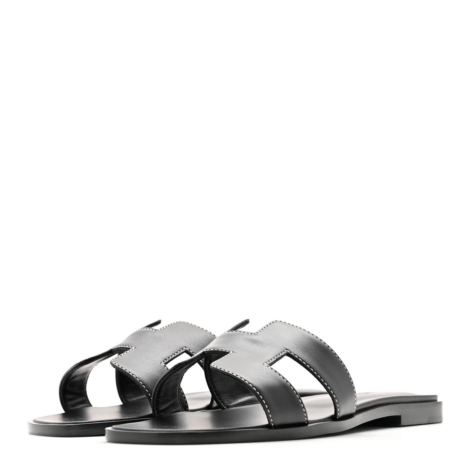 Hermes Box Calfskin Oran Sandals 37 Black 7 of 20