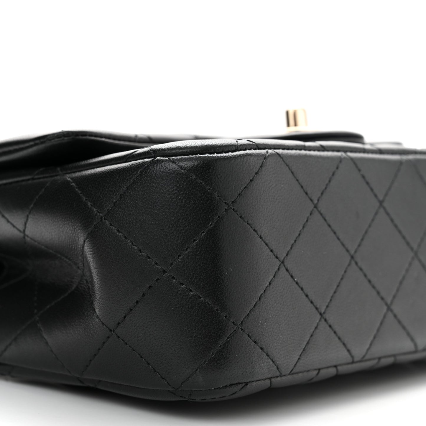 Lambskin Quilted Mini Top Handle Rectangular Flap Black