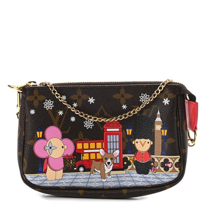 Louis Vuitton Monogram 2021 Christmas Animation London Mini Pochette Accessories Red 1 of 9