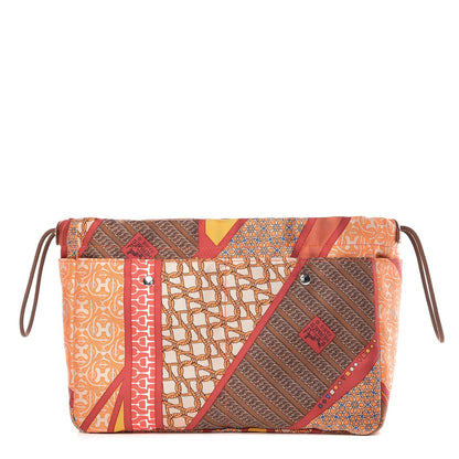 Hermes Silk Barenia Carre en Cravates Fourbi 25 MM Pouch Flamingo Pink Deer Brown 1 of 8