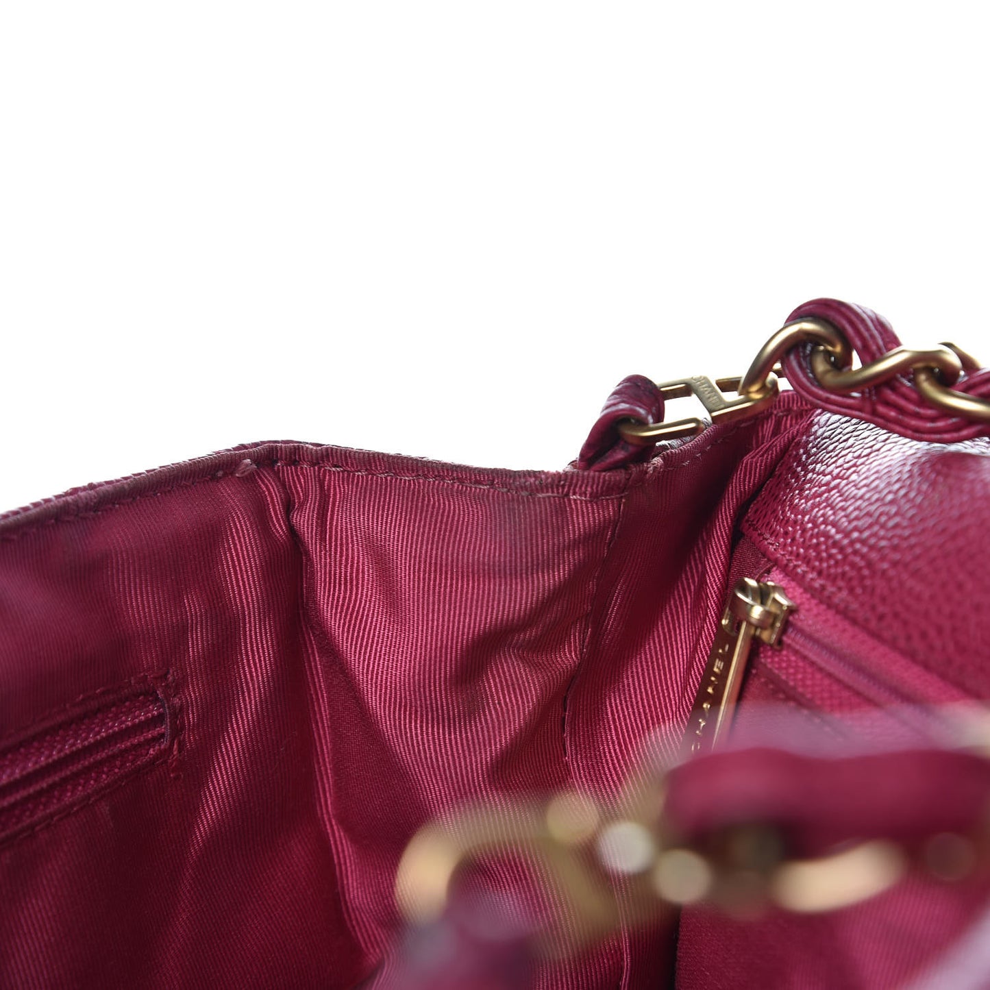 Caviar Diamond Stitched Shoulder Bag Dark Pink