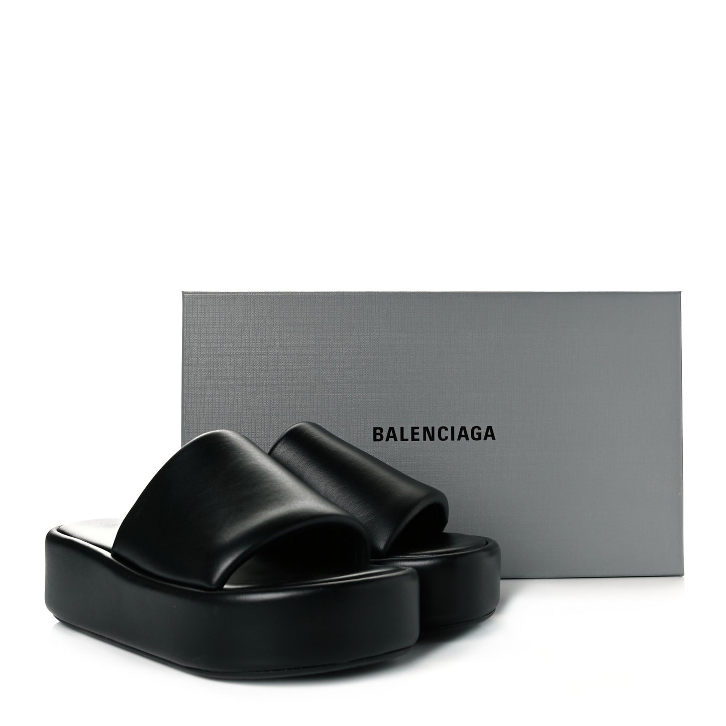 Smooth Nappa Logo Rise Platform Sandals 37 Black White
