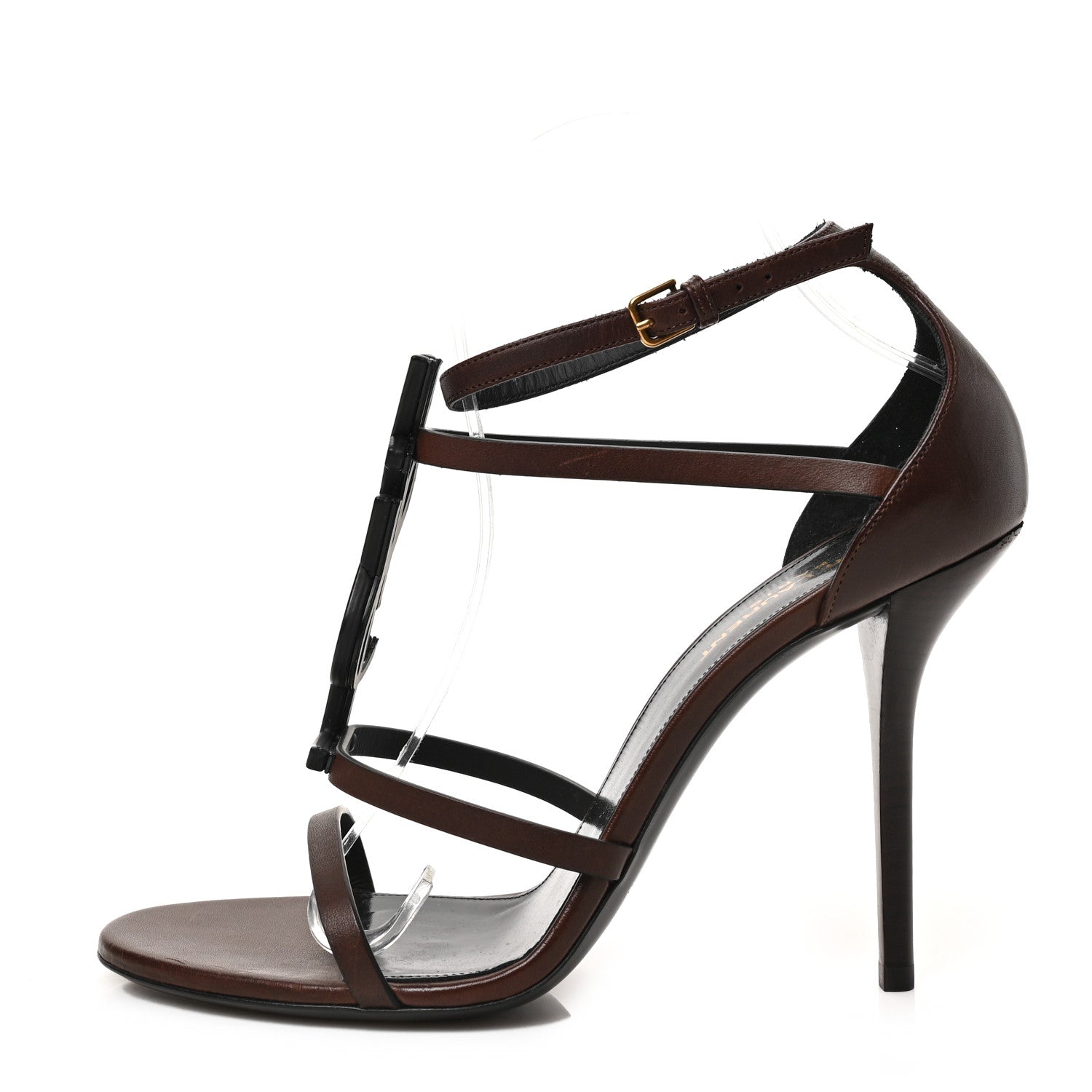 Saint Laurent Calfskin Cassandra 100 Sandals 40 Brown 1 of 7