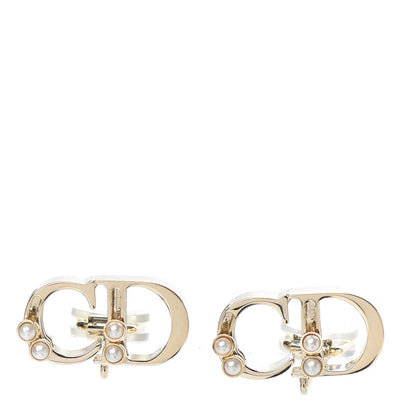 Christian Dior Pearl CD Clip On Earrings Gold 1 of 3