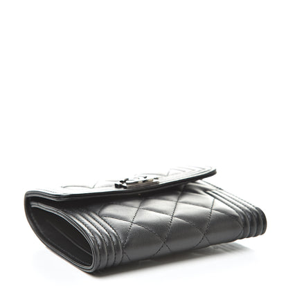 Chanel Lambskin Quilted Compact Boy Wallet Black 4 of 10