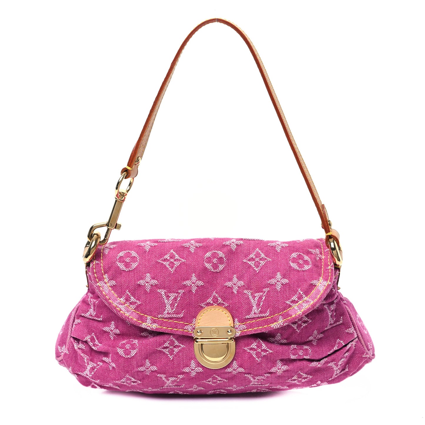 Monogram Denim Mini Pleaty Fuchsia