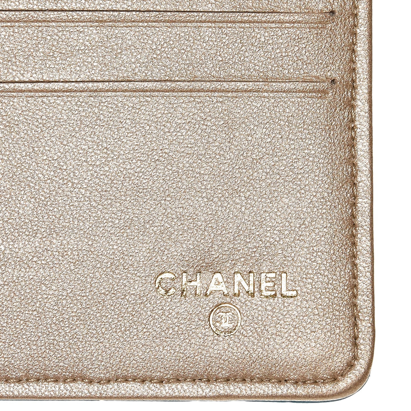 Lambskin Embossed Camellia Large Flap Wallet Turquoise