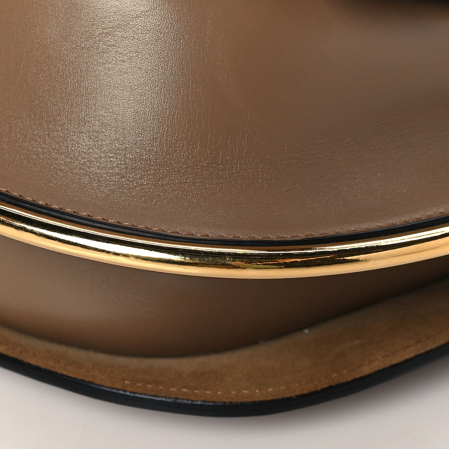 Calfskin Small Metal Gate Crossbody Bag Taupe
