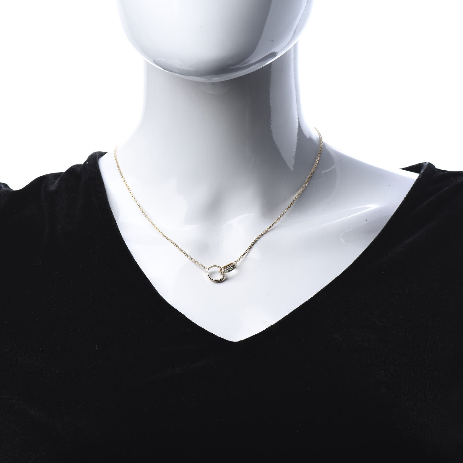 Cartier 18K Pink Gold Diamond Interlocking LOVE Necklace 2 of 6