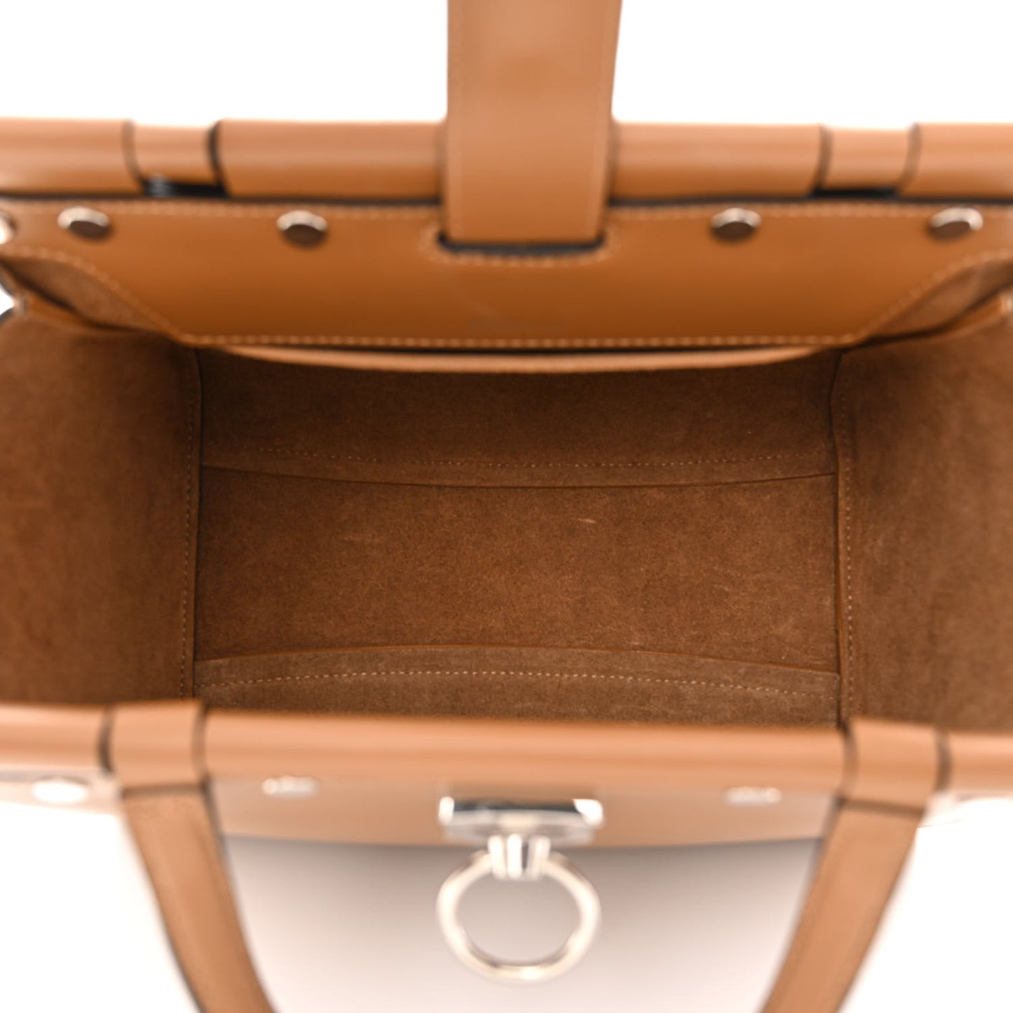 Smooth Calfskin Stud Iris Tote Teak