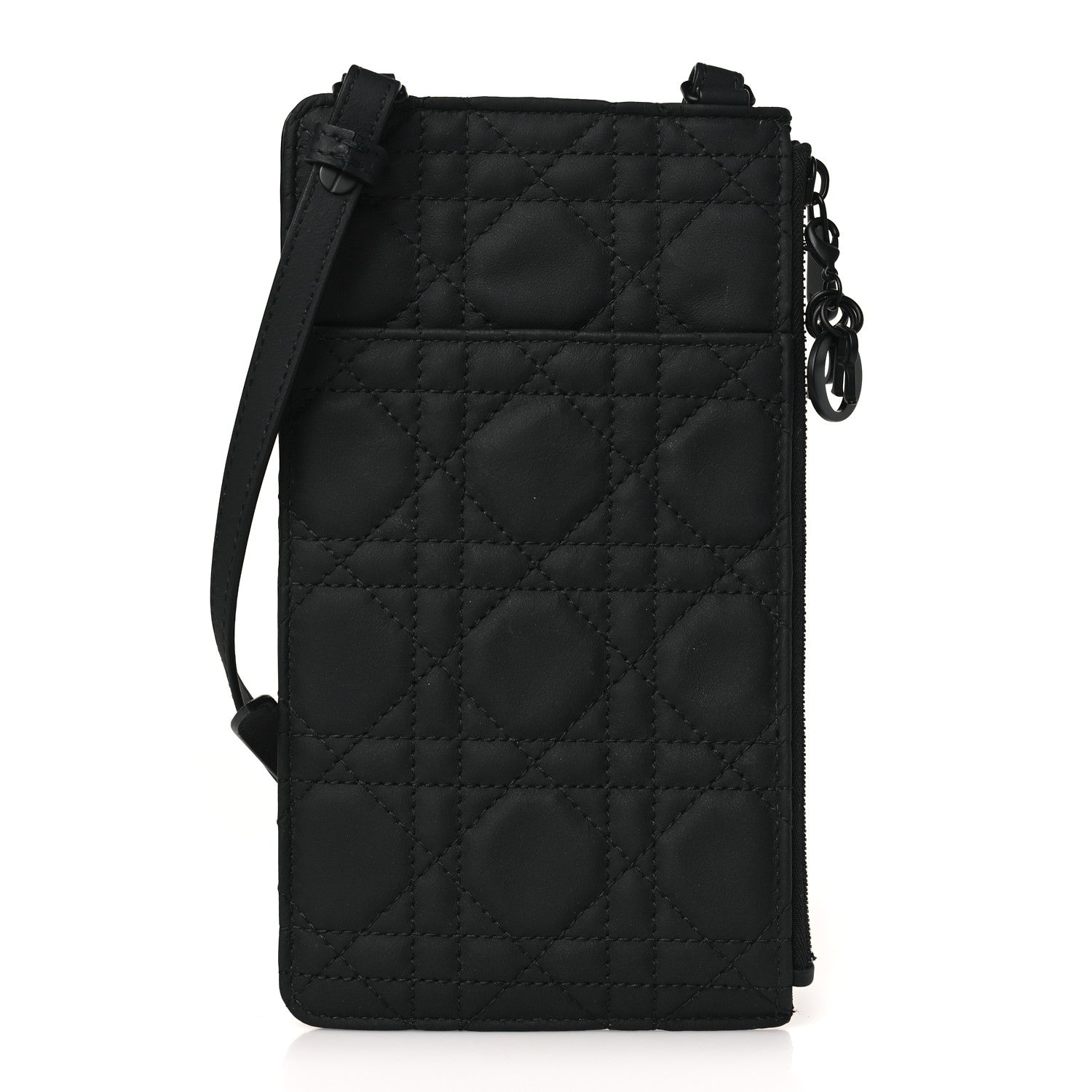 Christian Dior Ultra Matte Calfskin Lady Dior Long Wallet With Strap Black 1 of 10