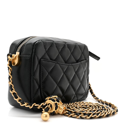 Chanel Lambskin Quilted CC Pearl Crush Camera Case Black 3 of 10