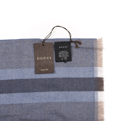 Gucci Wool Web Navas Scarf Blue Grey 4 of 4