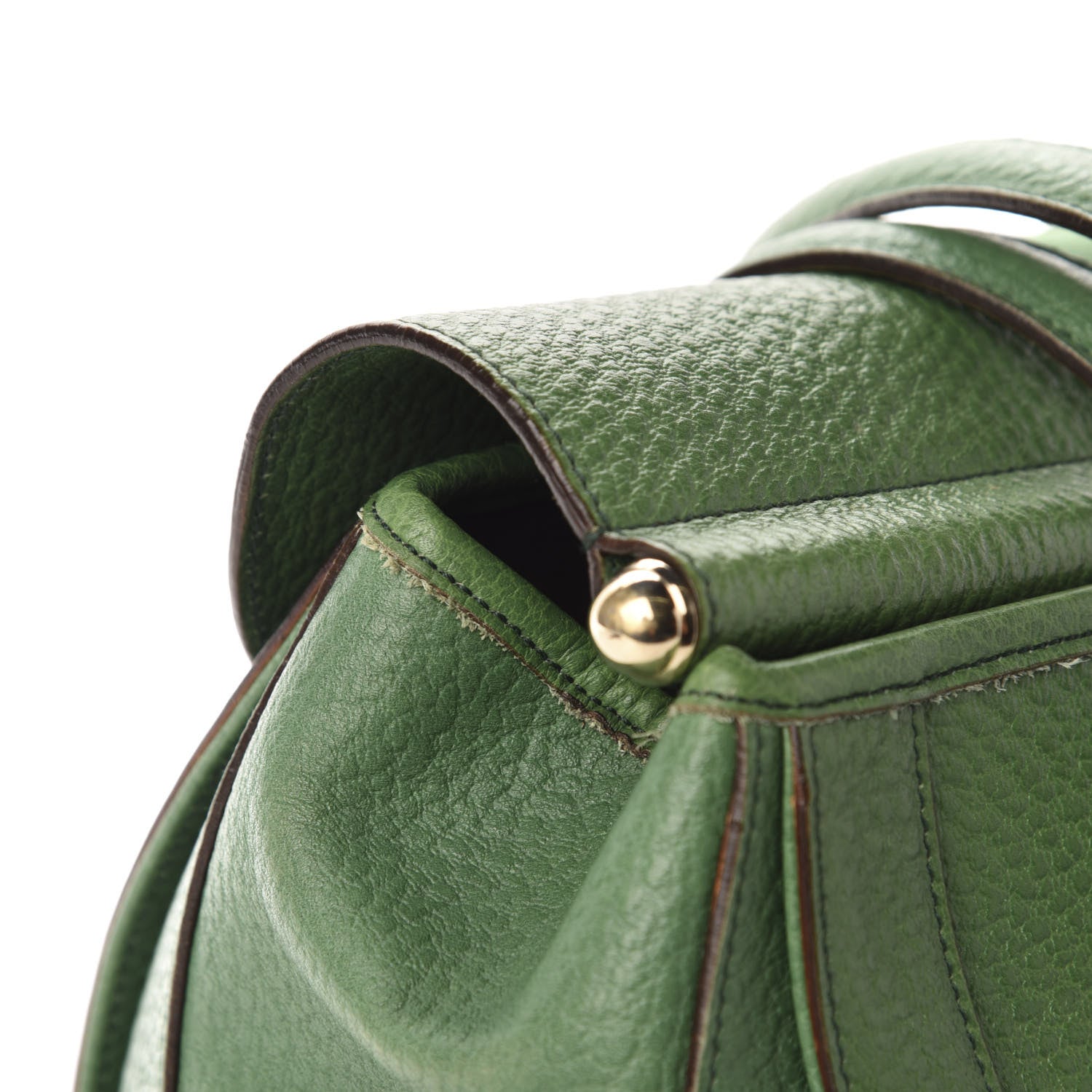 Gucci Calfskin Web Bamboo Bullet Satchel Green 11 of 13