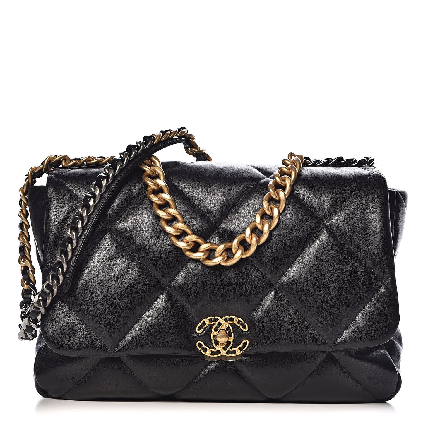 Goatskin Quilted Maxi 19 Flap Black