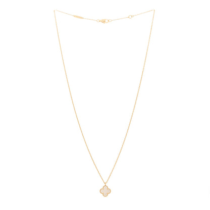Van Cleef & Arpels 18K Yellow Gold Mother of Pearl Sweet Alhambra Pendant Necklace 3 of 6