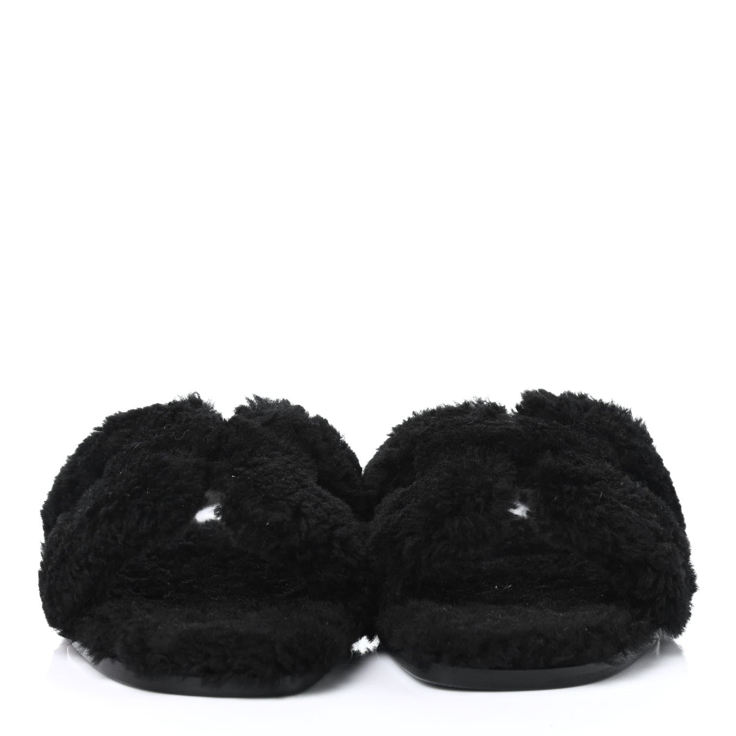 Hermes Woolskin Oran Sandals 37.5 Black 2 of 4