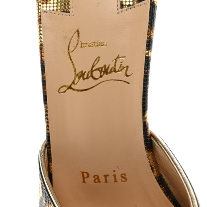 Christian Louboutin Metallic Calfskin Coins Leopard Print East 55 Mule 38 Gold Silver 7 of 8