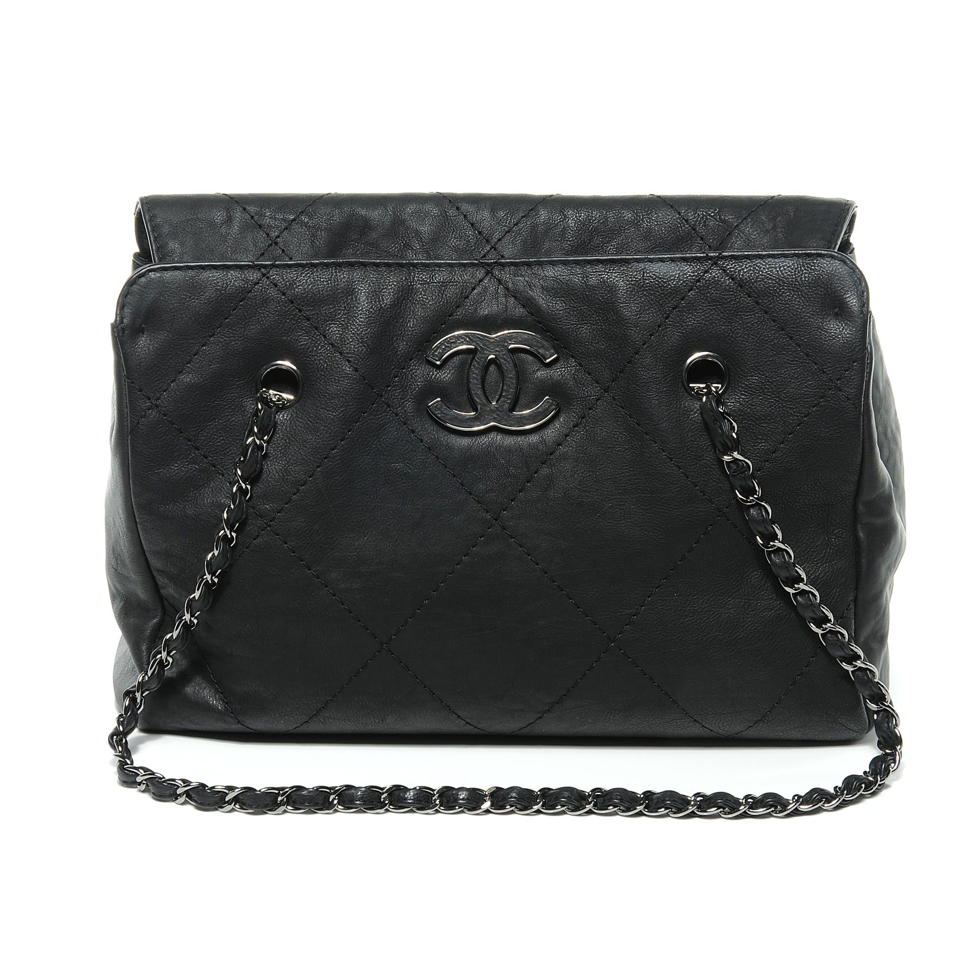 Chanel Washed Calfskin Large Hamptons Shopping Tote Black 1 of 8